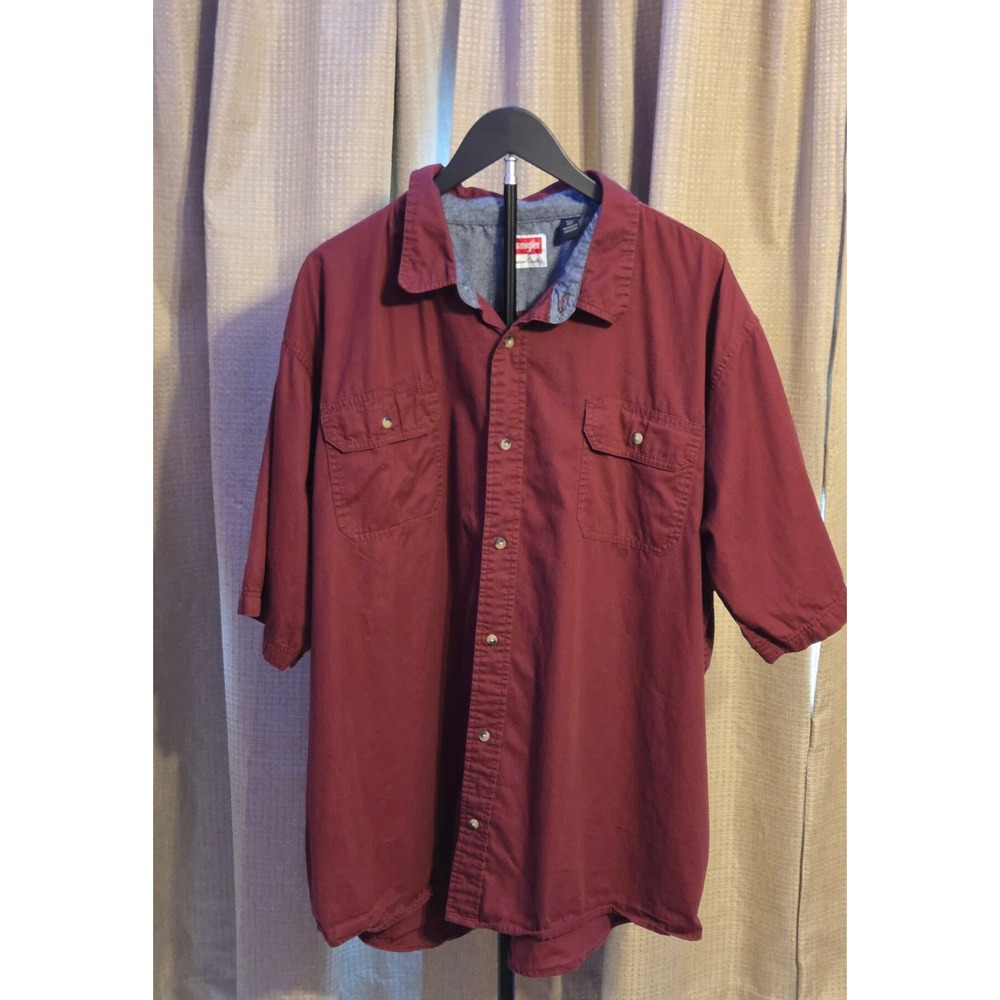 Wrangler Short Sleeve Button Up Shirt Men's Size 3XT Maroon